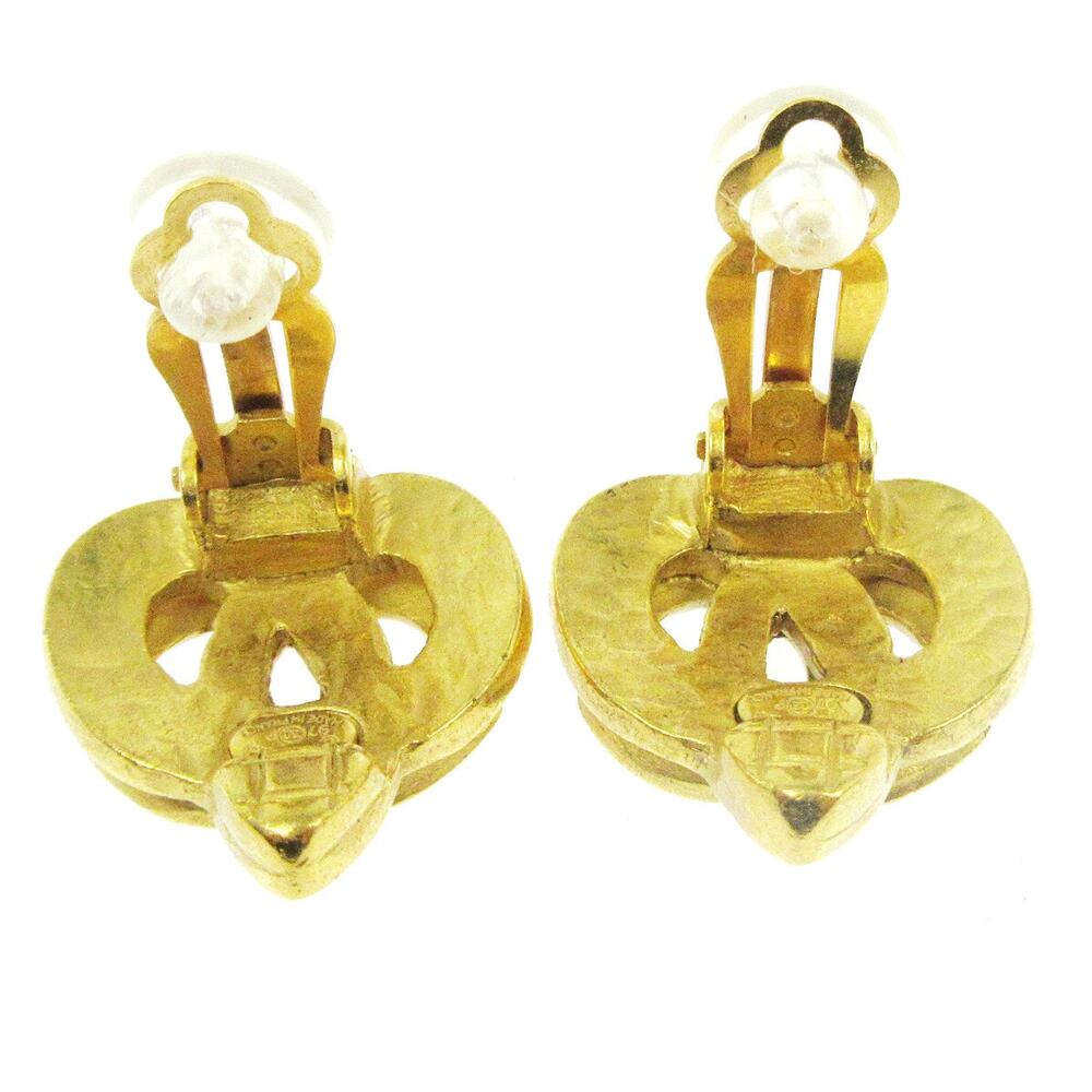 Chanel Metal Vintage CC Heart Clip-on Earrings Gold - Picture 2 of 3